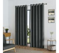 Luxury Living Temple Velvet Ring Top Blackout Curtains 229X229cm Charcoal, Grey
