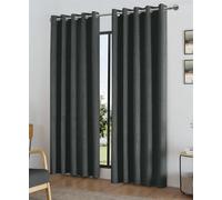 Alan Symonds Temple Charcoal Velvet Blackout Ring Top Eyelet Curtains 168 x 183cm - Size: W 168 x D 183cm - Wilko