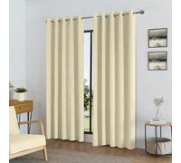 Alan Symonds Temple Cream Velvet Blackout Ring Top Eyelet Curtains 117 x 137cm - Size: W 117 x D 137cm - Wilko