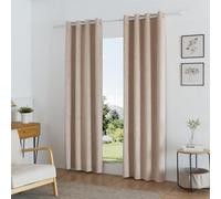 Alan Symonds Temple Velvet Blackout Ring Top Curtains 117x183cm Beige