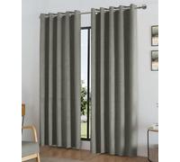 Alan Symonds Temple Velvet Blackout Ring Top Curtains 117x229cm Silver