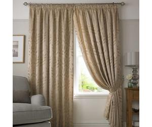 Luxury Living Tivoli Pencil Pleat Taped Top Curtains Latte