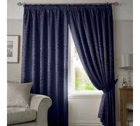 Alan Symonds TIVOLI 46" X 90" NAVY LINED TAPE TOP CURTAINS - PAIR