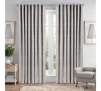 Luxury Living Triple Weave Geometric Aztec Print Ring Top Blackout Curtains - Beige - 168cm width x 183cm drop