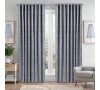 Luxury Living Triple Weave Geometric Aztec Print Ring Top Blackout Curtains in Silver | Size: 168 cm width x 137 cm drop Luxury Living Silver 168 cm width x 137 cm drop