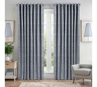 Luxury Living Triple Weave Geometric Aztec Print Ring Top Blackout Curtains - Silver - 229cm width x 183cm drop