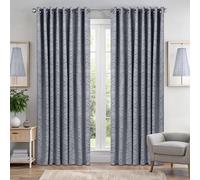 Luxury Living Triple Weave Soft Drape Geometric Aztec Print Ring Top Blackout Curtains 168cm x 229cm Silver, Silver