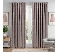 Luxury Living Triple Weave Soft Drape Geometric Aztec Print Ring Top Blackout Curtains 229cm x 229cm Terracotta, Brown