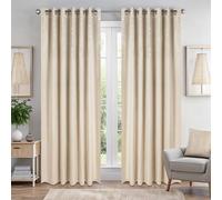 Luxury Living Triple Woven Blackout Velvet Diamante Ring Top Curtains in Cream | Size: 229 cm width x 183 cm drop Luxury Living Cream 229 cm width x 183 cm drop