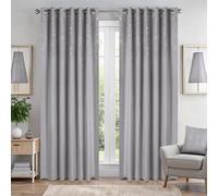 Alan Symonds Triple Woven Blackout Velvet Ring Top Curtains wit 117x229cm Silver