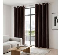 Alan Symonds Chocolate Velvet Chenille Ring Top Eyelet Curtains 142 x 229cm - Size: W 142 x D 229cm - Wilko