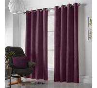 Alan Symonds Aubergine Velvet Chenille Ring Top Eyelet Curtains 142 x 137cm - Size: W 142 x D 137cm - Wilko