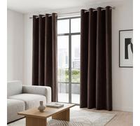 Alan Symonds Chocolate Velvet Chenille Ring Top Eyelet Curtains 142 x 229cm - Size: W 142 x D 229cm - Wilko
