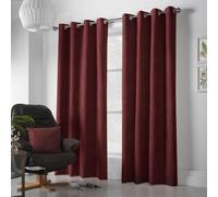 Alan Symonds Red Velvet Chenille Ring Top Eyelet Curtains 142 x 137cm - Size: W 142 x D 137cm - Wilko