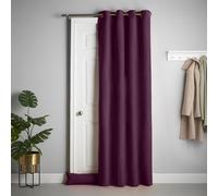 Velvet Chenille Thermal Fleece Lined Single Eyelet Door Curtain Luxury Living Aubergine 137cm width x 213cm drop