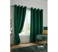 Alan Symonds Velvet Blackout Ring Top Eyelet Curtains 168x229cm Green