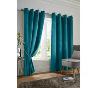 Luxury Living Velvet Ring Top Blackout Curtains in Teal | Size: 168 cm width x 183 cm drop Luxury Living Teal 168 cm width x 183 cm drop