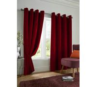 Luxury Living Velvet Blackout 66" x 72" Red Ring Top Curtains, Red