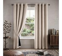 Alan Symonds Velvet Blackout Ring Top Eyelet Curtains 168x183cm Cream