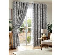 Luxury Living Victoria Room Darkening Ring Top Curtains in Silver | Size: 168 cm width x 183 cm drop Luxury Living Silver 168 cm width x 183 cm drop