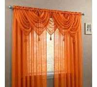 Luxury Living Voile Swag 5 Piece Set - Soft Sheer Curtains with Tassels in Orange | Size: 56 cm width x 45 cm drop Luxury Living Orange 56 cm width x 45 cm drop