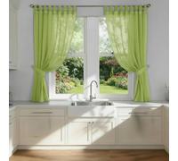 Luxury Living Voile Tab Top Curtain Pair with Crystal Tie Backs Sheer Window Panels in Lime | Size: 150 cm width x 122 cm drop Luxury Living Lime 150 cm width x 122 cm drop