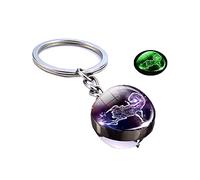 Luxury Luminous 12 Constellation Good Luck Keychain Glass Ball Pendant Zodiac Key Chain Glow In The Dark Key Ring/Symbolizing Success (Scorpio)