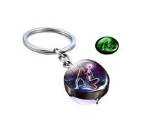 Luxury Luminous 12 Constellation Good Luck Keychain Glass Ball Pendant Zodiac Key Chain Glow In The Dark Key Ring/Symbolizing Success (Aquarius)
