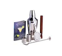 Luxury Manhattan Cocktail Shaker Set by bar@drinkstuff | Cocktail Gift Set with Manhattan Shaker, Cocktail Book, Cocktail Strainer, Muddler, 25ml & 50ml Thimble Bar Measures and Twisted Mixing Spoon