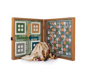 Luxury Manopoulos 4 in 1 Combo Board Game Set - Premium Set Handmade in Greece by Experts - CHess, Backgammon, Ludo, Snakes and Ladders