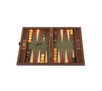 Luxury Manopoulos Natural Green Cork Backgammon Set, Olive Wood Checkers - Premium Set Handmade in Greece by Experts (30 x 17cm CLOSED), Adults 14+