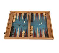 Luxury Manopoulos Natural Turquoise Cork Backgammon Set, Olive Wood Checkers - Premium Set Handmade in Greece by Experts (30 x 17cm CLOSED)