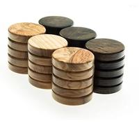 Luxury Manopoulos Olive Wood Backgammon Checkers - Premium Set Handmade in Greece by Experts, Adult 14+, Large Size 36mm