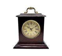 Luxury Mantel Clock, Classic Heavy Metal Vintage Design with Ornate Handle, Non-Ticking Desk Clock for Living Room, Office or Gift, 29cm Height