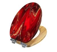 Luxury Marble Pattern Red Black Gold Elongated Wooden Toilet Seat with Slow Quiet Close Lid Quick-Release Hinges Easy to Clean Install