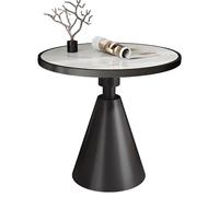 Luxury Marble Round Side Table - Modern Accent Table with Marble Top Stylish Circle End Table for Living Room Bedroom & Office Decor (24x24x24in White/Black)