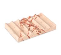Luxury Marble Soap Dish Tray,Rectangle Stone Marble Soap Tray,Self Draining Soap Holder for Bathroom, Kitchen (Pink)