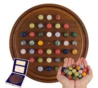 Luxury Marble Solitaire Game with Solid Wood Chessboard and Natural Crystal Stone Pieces - Large Travel Game Set