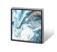 Luxury Marble White and Blue Mixed Acrylic Paint with Golden Powder Square Badge Smooth Surface Lapel Tie Pin, Lightweight Badge for Women Men Office Worker Nurse Teacher Student Shirts Backpack