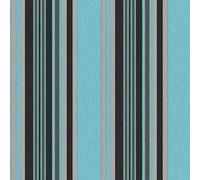 Luxury Marrakech Stripped Wallpaper Teal Black Silver Textured Embossed Vinyl