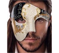 Luxury Mask Half Face Mask Masquerade Phantom Of The Opera One Size Black/Gold