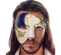 Luxury Mask Half Face Mask Masquerade Phantom Of The Opera One Size Blue/Gold