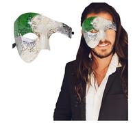 Luxury Mask Half Face Mask Masquerade Phantom Of The Opera One Size Green/Silver
