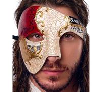 Luxury Mask Half Face Mask Masquerade Phantom Of The Opera One Size Red/Gold