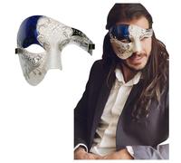 Luxury Mask Half Face Mask Masquerade Phantom Of The Opera One Size Silver/Blue