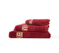 Luxury Medusa Hand Towel 50 x 90 cm in Pack of 4 - Finest Ring Yarn Cotton, Jacquard Weave, High Pile Terry Cloth with Flat Embossing and Golden Border (Bordeaux)