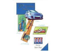 Luxury Men's 70th Birthday Card with Sports Theme, Cars, Football, Golf and Fishing Design, 13 x 19 cm, Blue and Silver