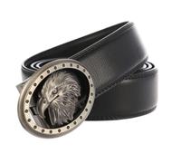 Luxury Men's Leather Belt Eagle Head Automatic Buckle Black Belt，Men's Automatic Buckle Adjustable Casual Dress Belt -Trim to Fit
