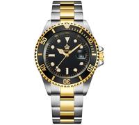 Luxury Men's Watches, Rotating Bezel, Sapphire Crystal, Luminous Quartz, Silver, Gold, Two Tone, Stainless Steel, Gold and Black, Men's Standard, Stainless Steel Quartz Watch with Rotating Bezel