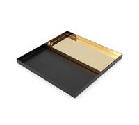 Luxury Metal Serving Tray Square Black Golden Decorative Removable Plate for Living Room Coffee Home Decor 30x30cm